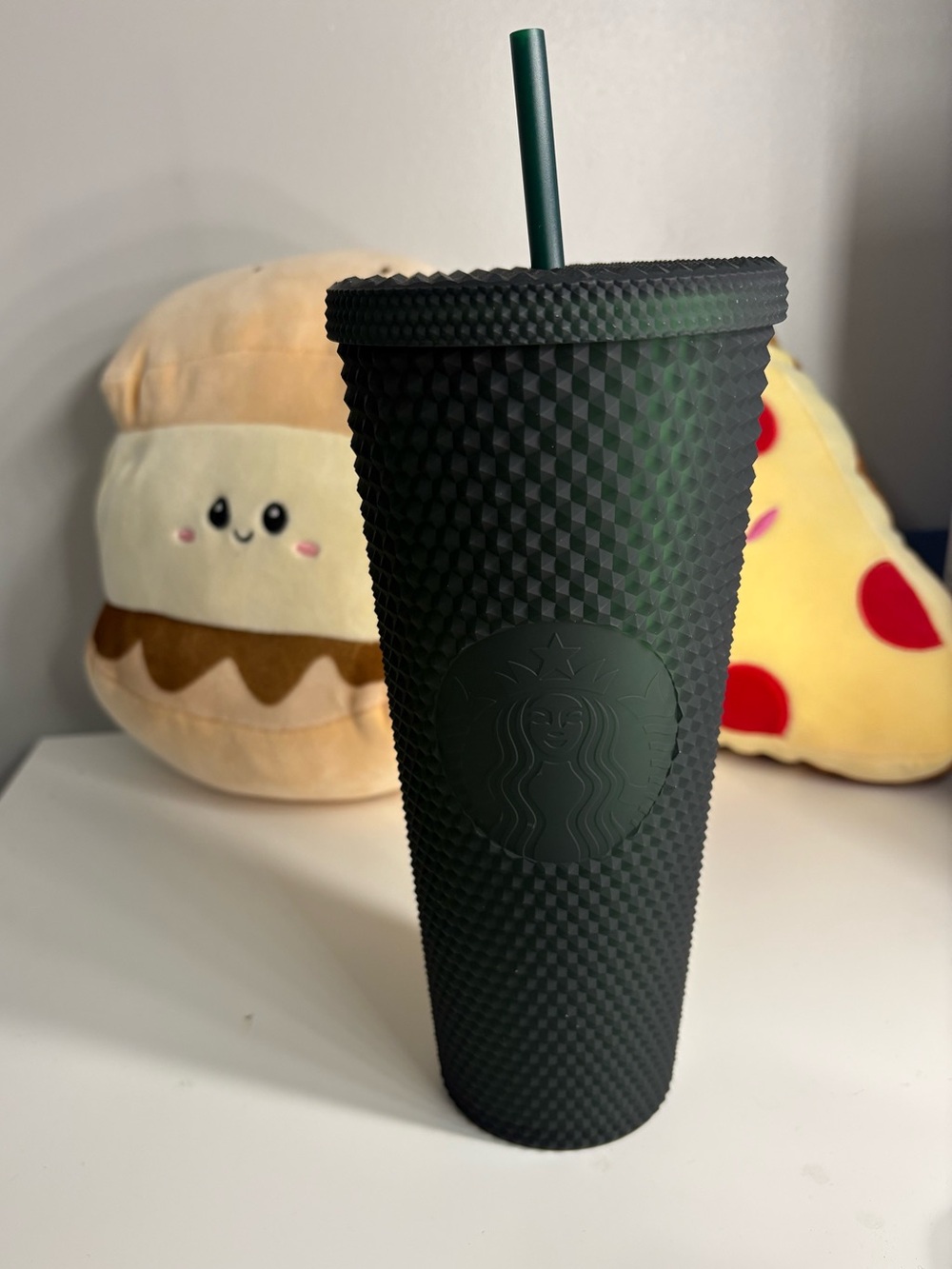 Starbucks Black Studded Reusable Tumbler with Dark Green Straw